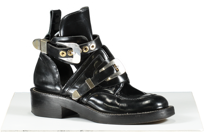 Balenciaga Black Ceinture Cut-out Ankle Boots Silver/gold UK 6 EU 39 👠