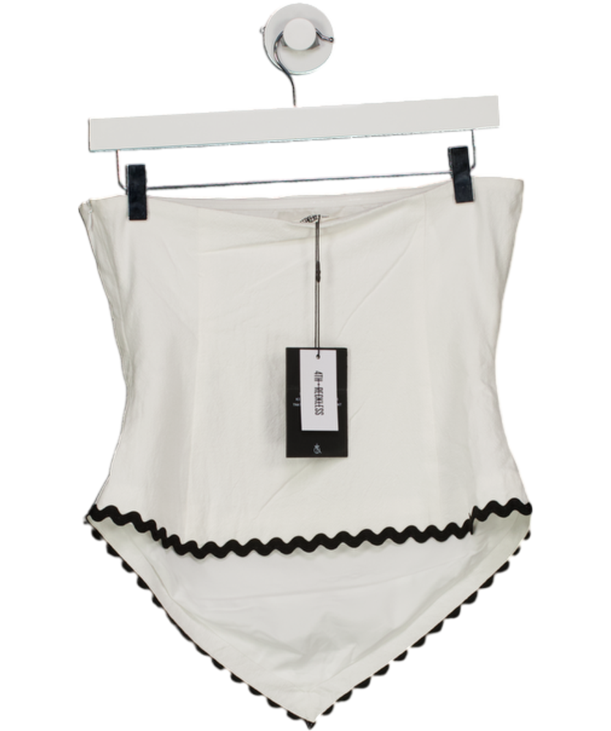 4th & Reckless White Norah Contrast Trim Bandeau Top UK 6