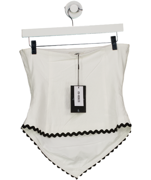 4th & Reckless White Norah Contrast Trim Bandeau Top UK 6