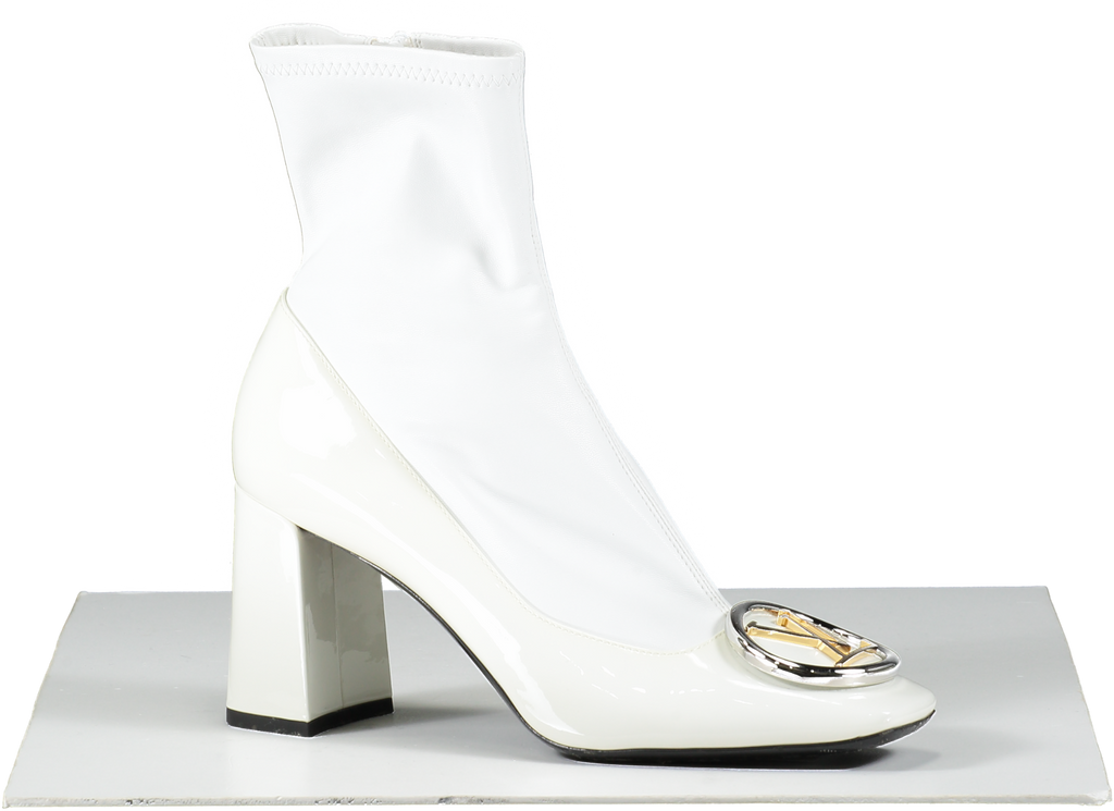 Louis Vuitton White Patent Madeleine Ankle Boots UK 6 EU 39 👠