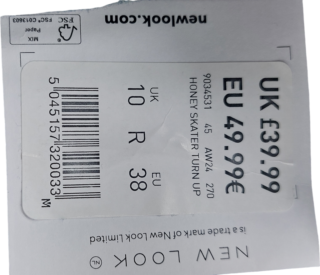 New Look Blue Honey Skater Turn Up Jean UK 10