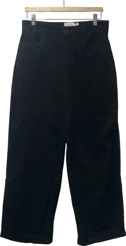 Topman Wide Leg Trousers In Black Cord W30