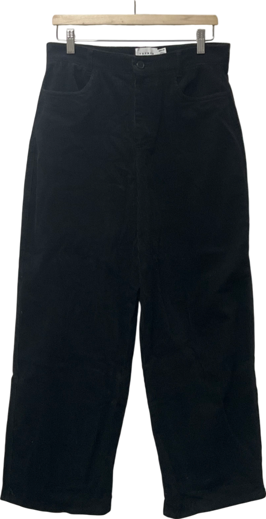 Topman Wide Leg Trousers In Black Cord W30