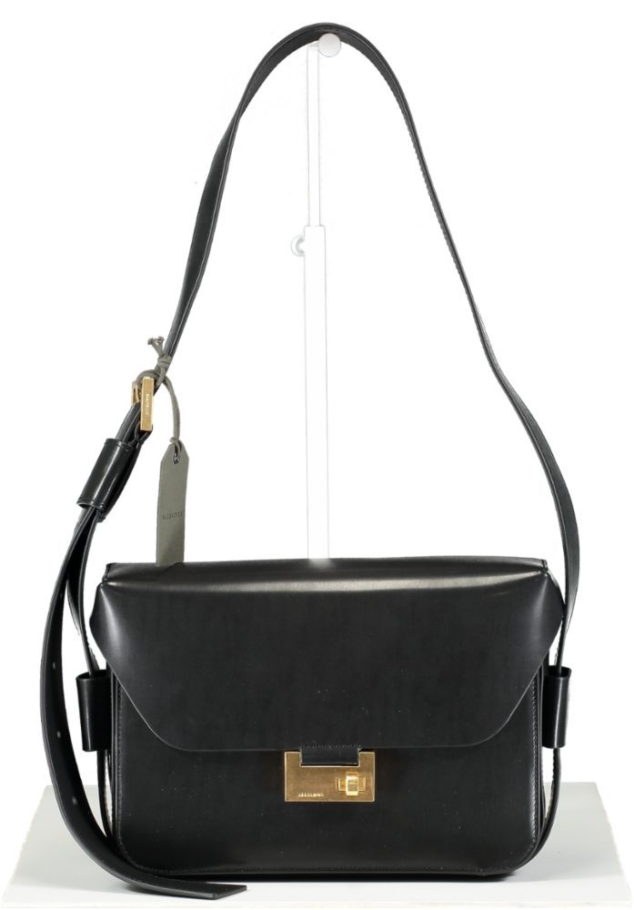 AllSaints Black Leather Etienne Shoulder Bag One Size