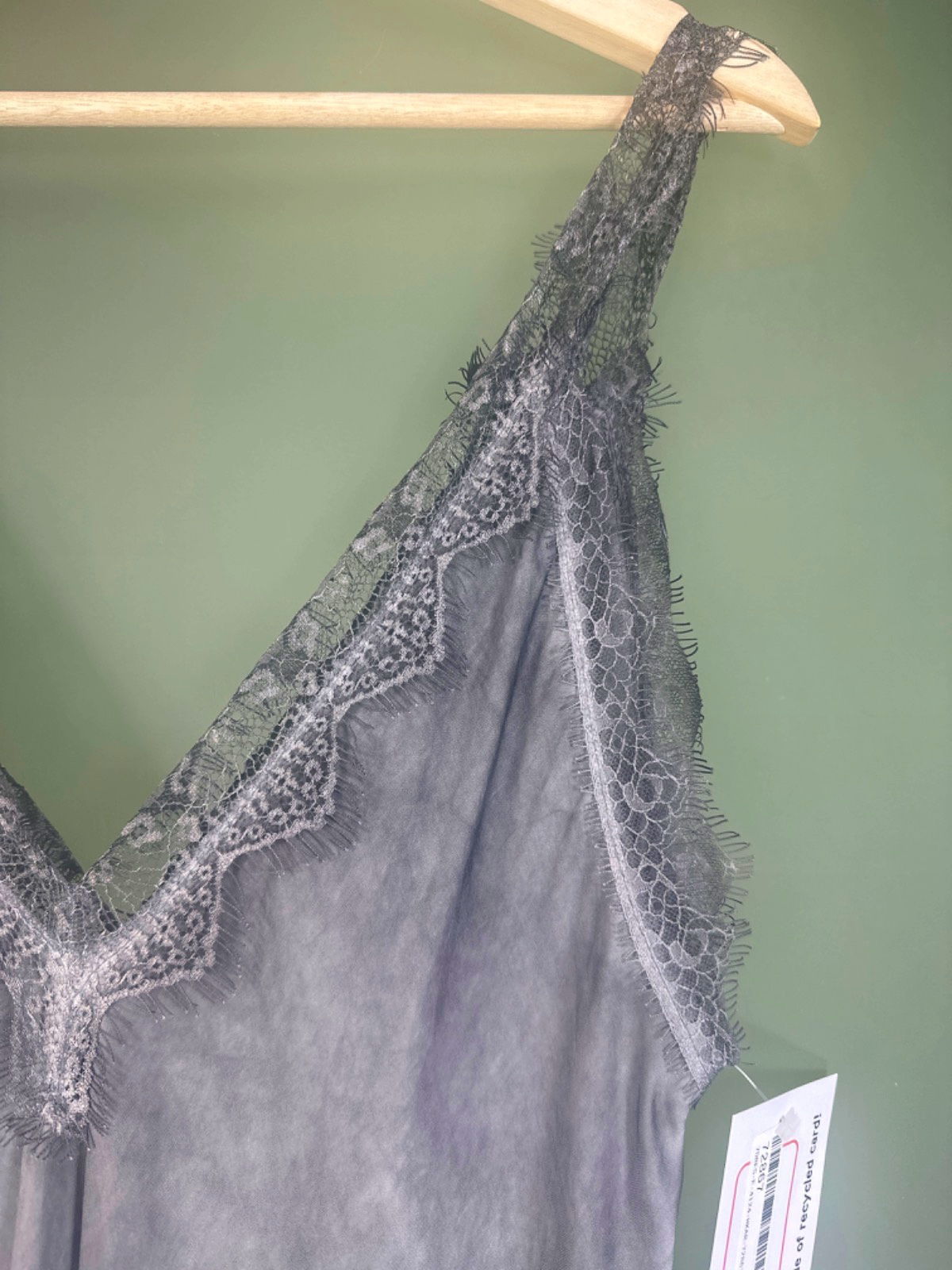 Grey Lace Trim Slip Dress One Size