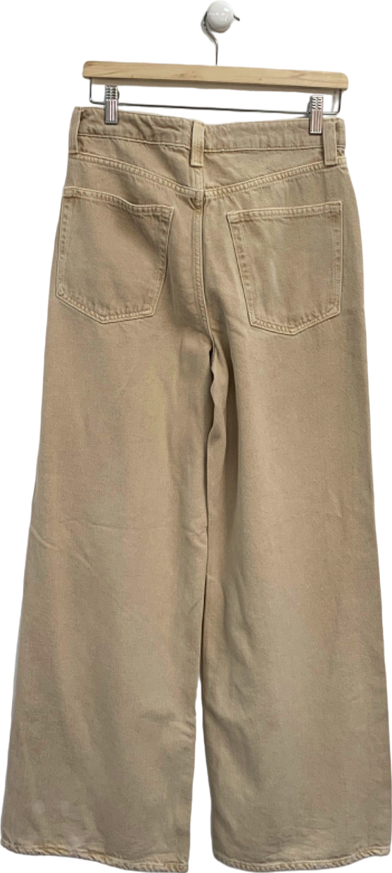 River Island Beige Wide Leg Jeans UK 10