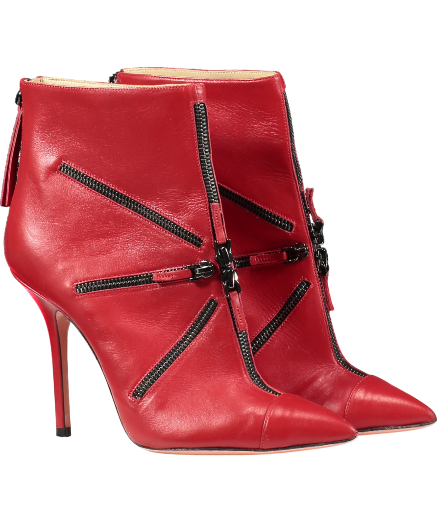 JF London Red Zip Detail Pointed Ankle Boots UK 6 EU 39 👠