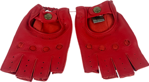 Dents Red Leather Fingerless Gloves UK M