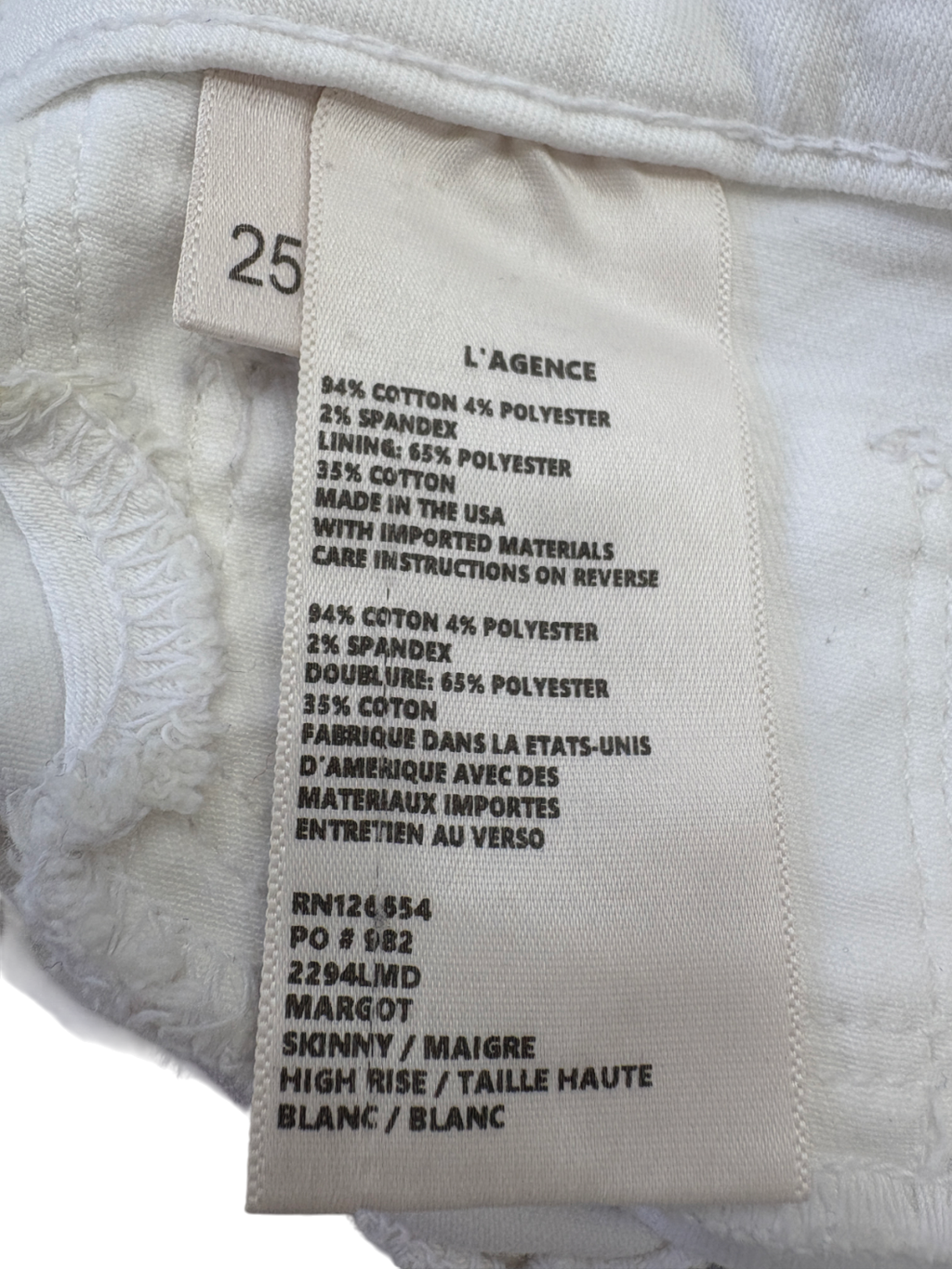 L'agence White Margot Cropped Skinny Jean W25