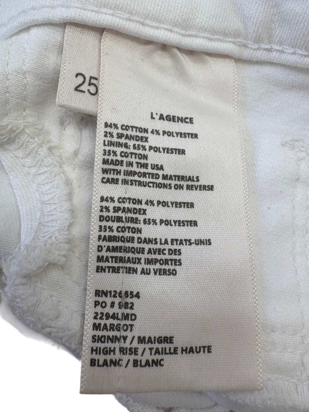 L'agence White Margot Cropped Skinny Jean W25