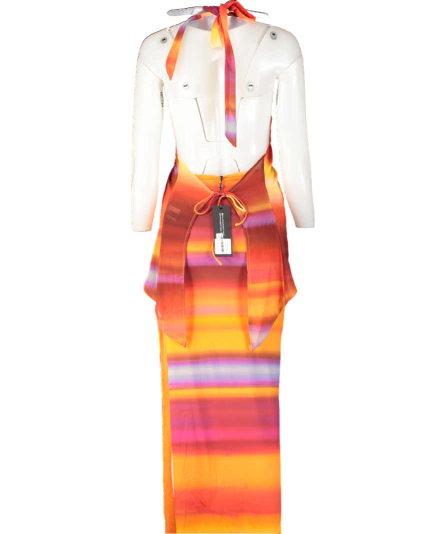 White Fox Orange Intertwined Horizon Hues Top And Maxi Skirt UK S