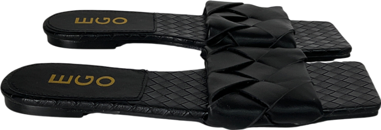 Ego Black Woven Square Toe Sandals UK 4 EU 37 👠