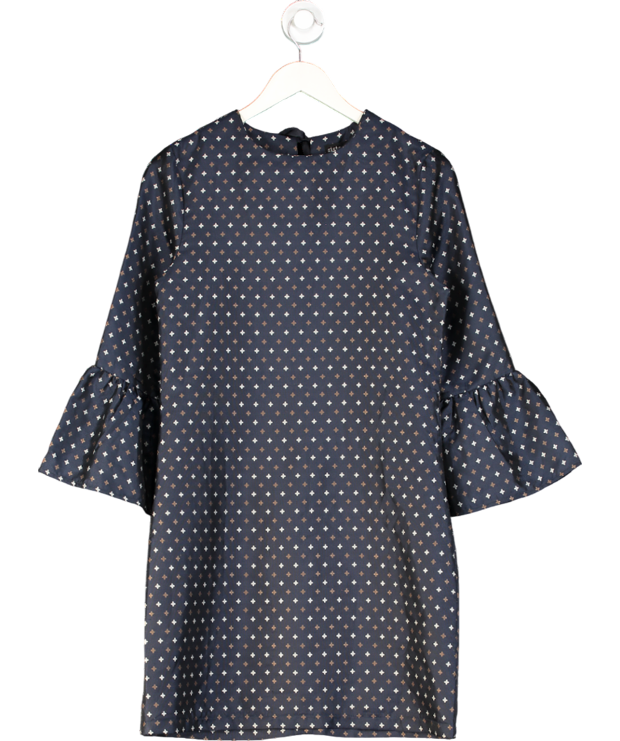 Sister Jane Navy Blue Jacquard Clover Print Mini Dress UK M