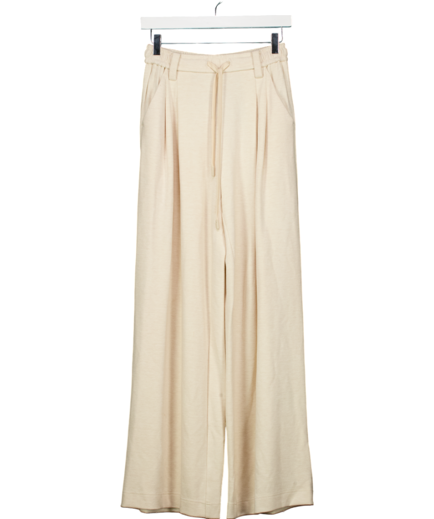 Fabrique X Clara Asea Beige Aseasa Wide Leg Casual Trousers In Cotton Knit UK M