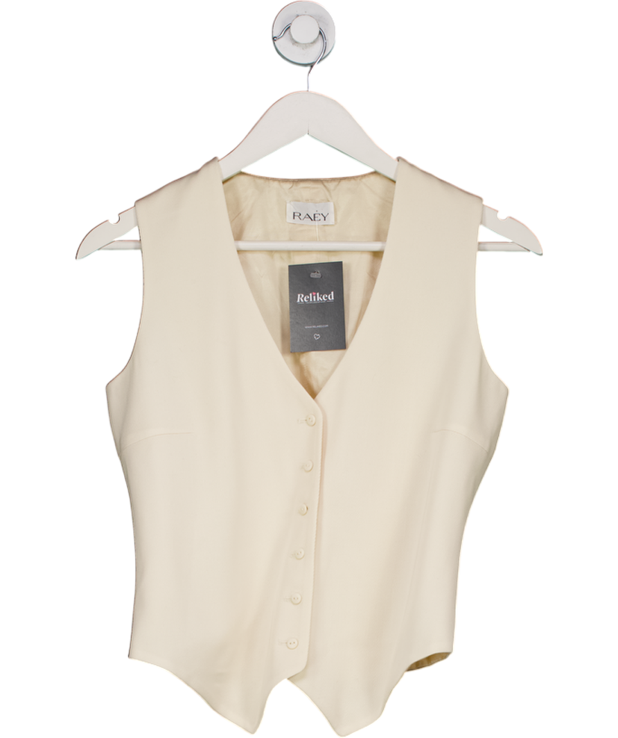 Raey Cream Single Breasted Wool-twill Waistcoat UK 10