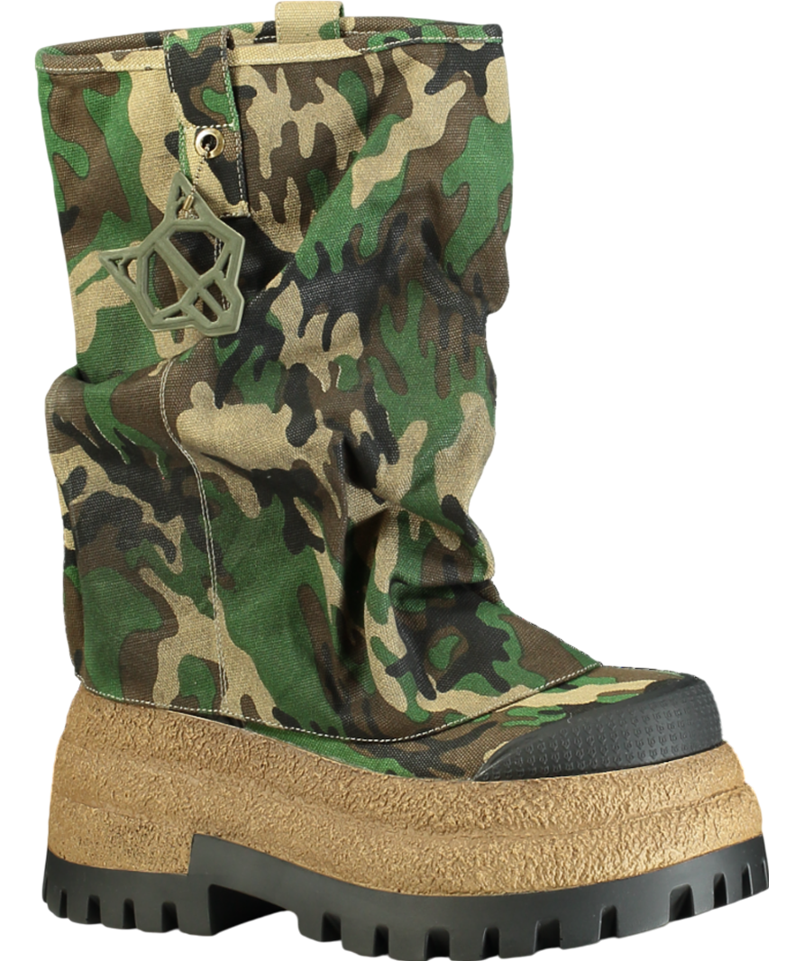 Naked Wolfe Green Disturb Canvas Camo Boot UK 4 EU 37 👠