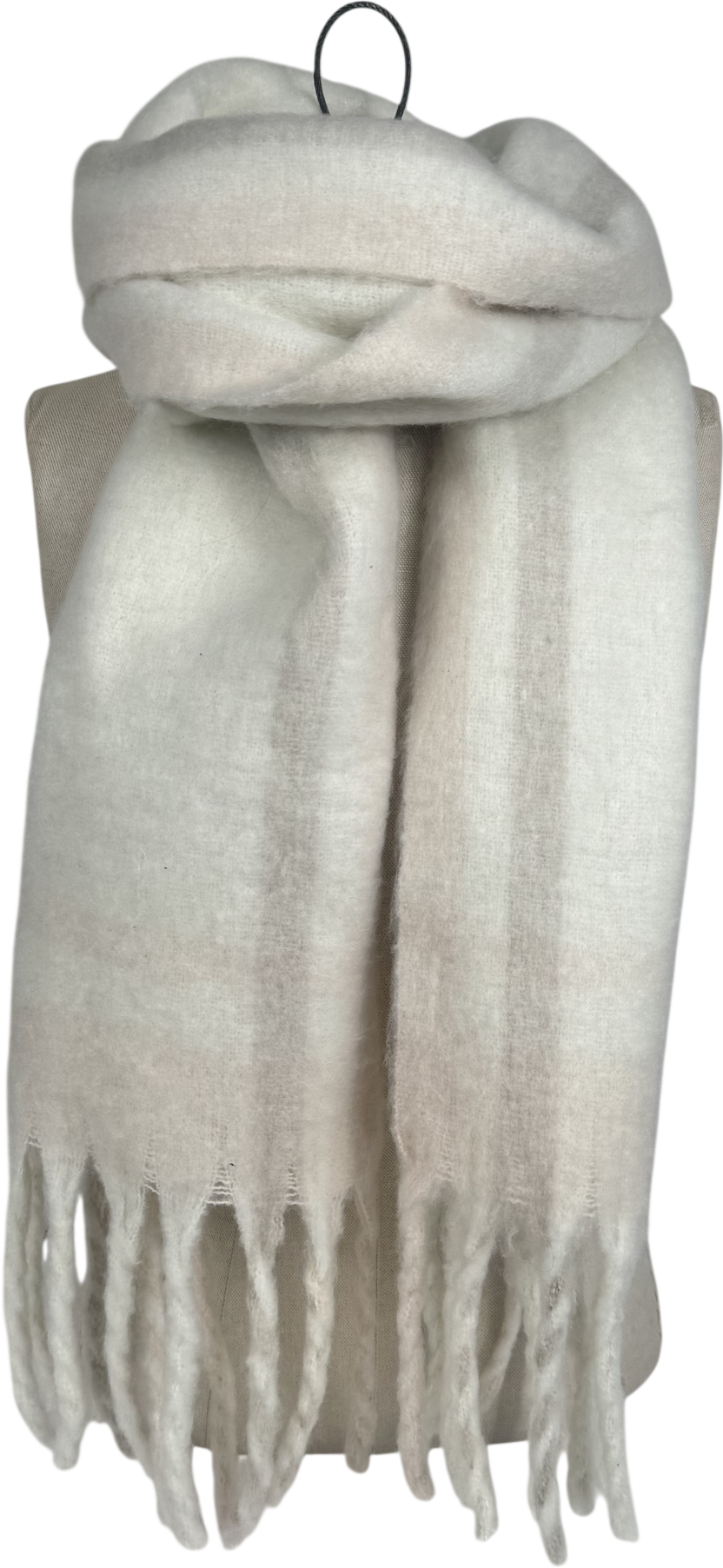 River Island Cream Check Fluffy Scarf One Size