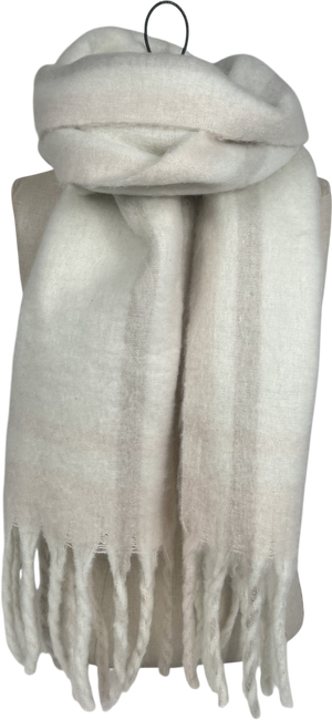 River Island Cream Check Fluffy Scarf One Size