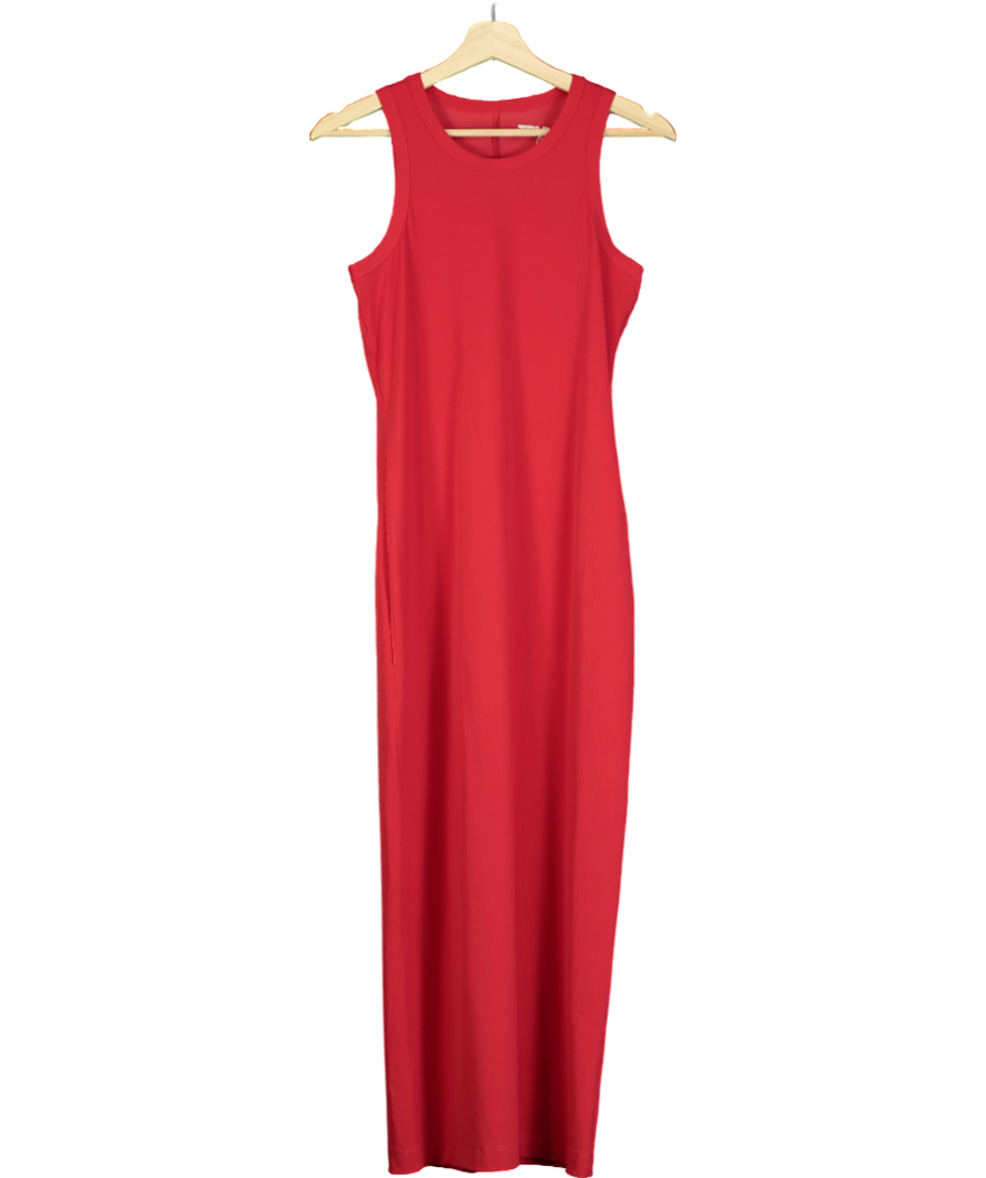 TRVL DRSS Red Ribbed Sleeveless Maxi Dress UK S