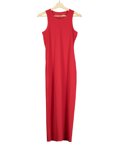 TRVL DRSS Red Ribbed Sleeveless Maxi Dress UK S