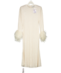 Self Portrait Cream Sequin Feather Midi Dress UK 6