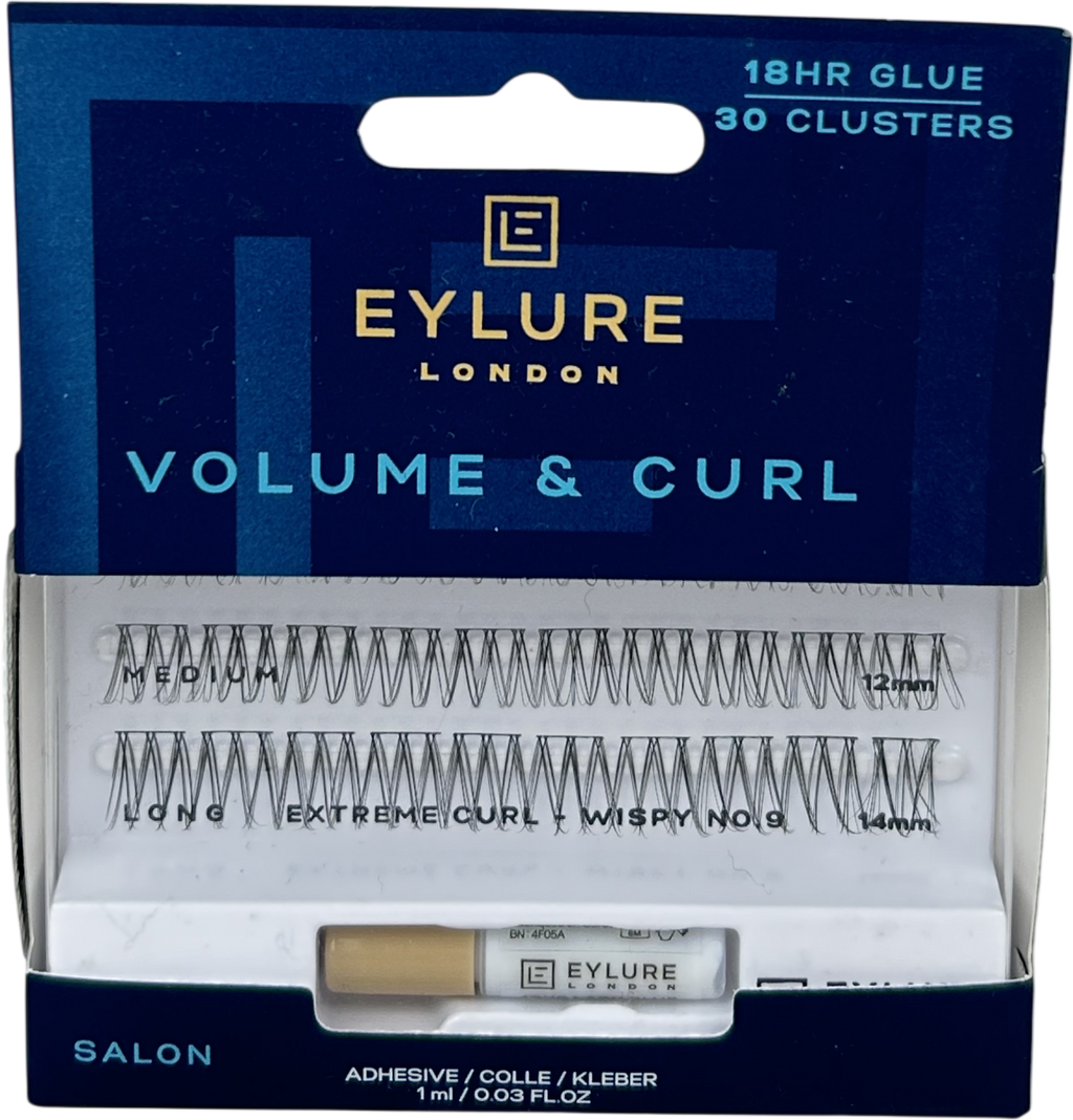 Eylure Volume & Curl Cluster Lashes Wispy No.9 adhesive 1ml