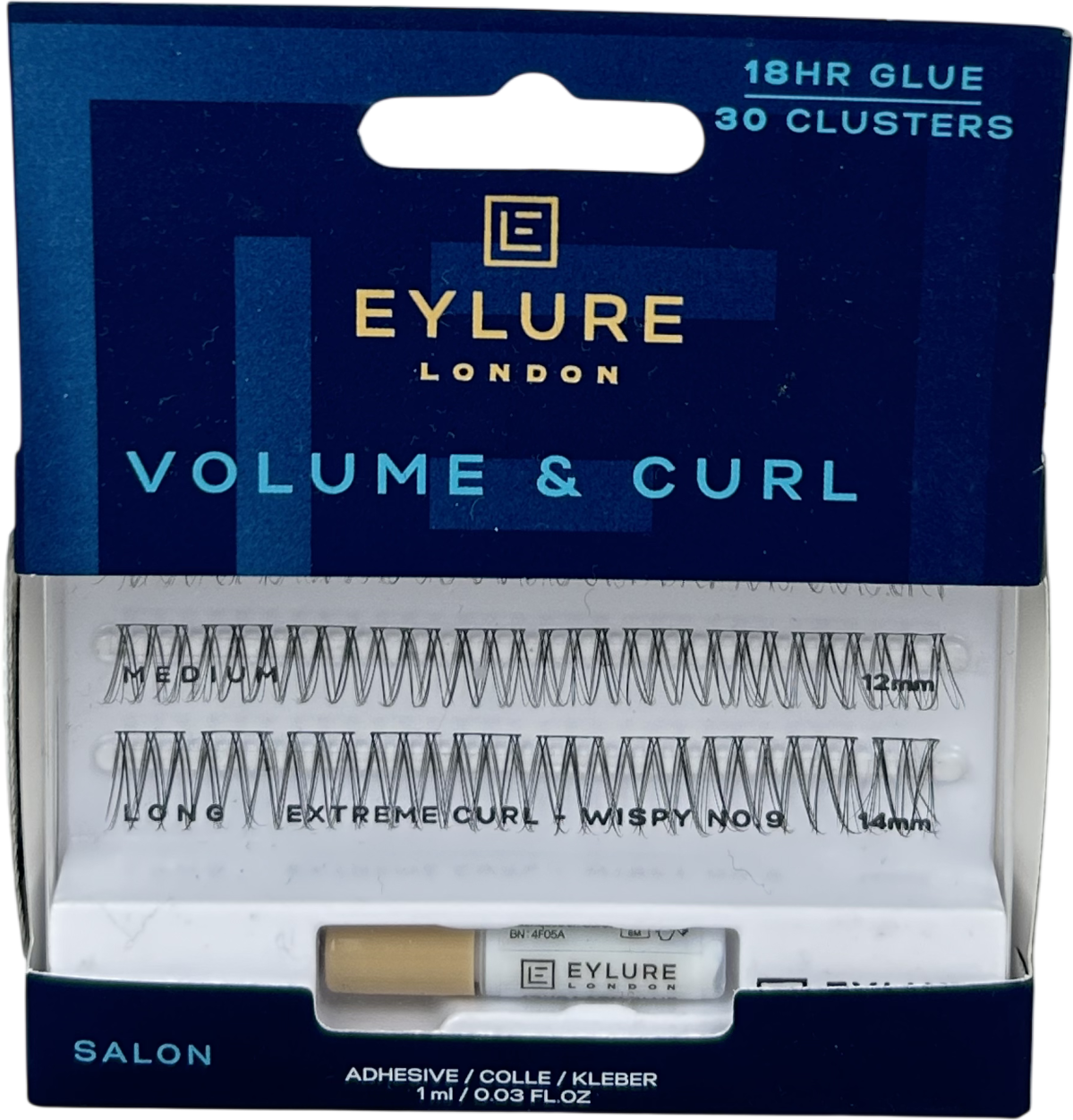 Eylure Volume & Curl Cluster Lashes Wispy No.9 adhesive 1ml