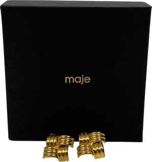 Maje Metallic Square Studded Woven Earrings