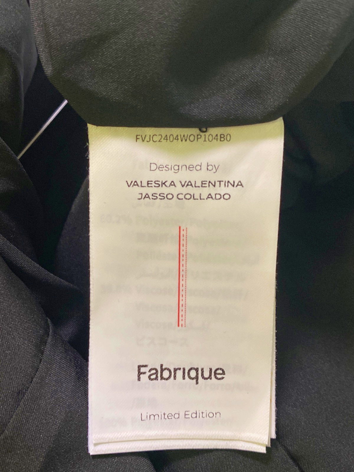 Fabrique Elizabeth Morling Black Limited Edition Dress S