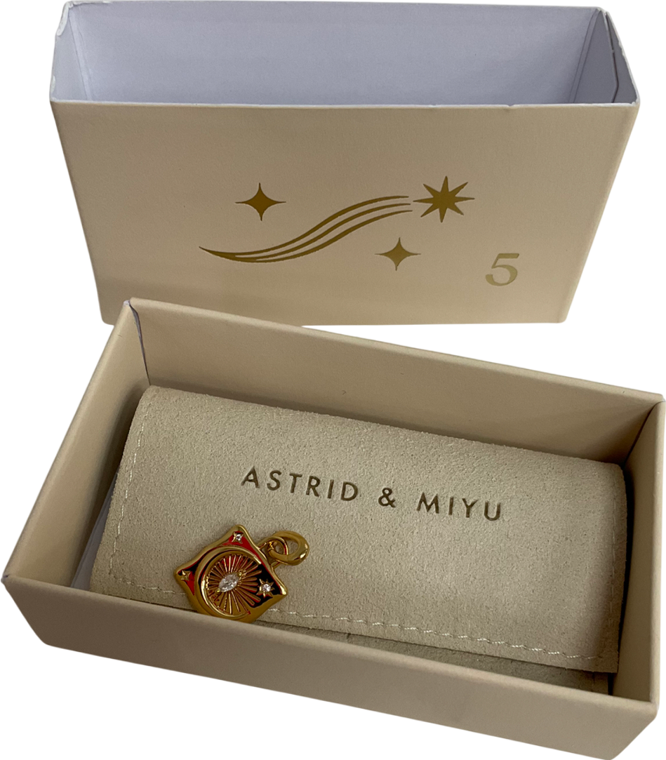 Astrid & Miyu Gold Moon Crystal Talisman Charm In Gold One Size