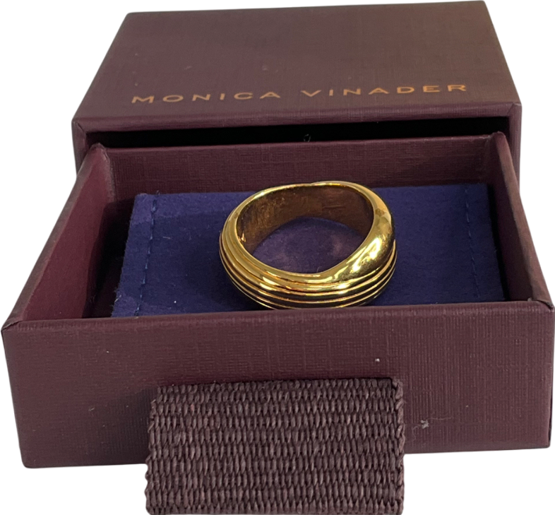 Monica Vinader Gold Textured Ring UK M
