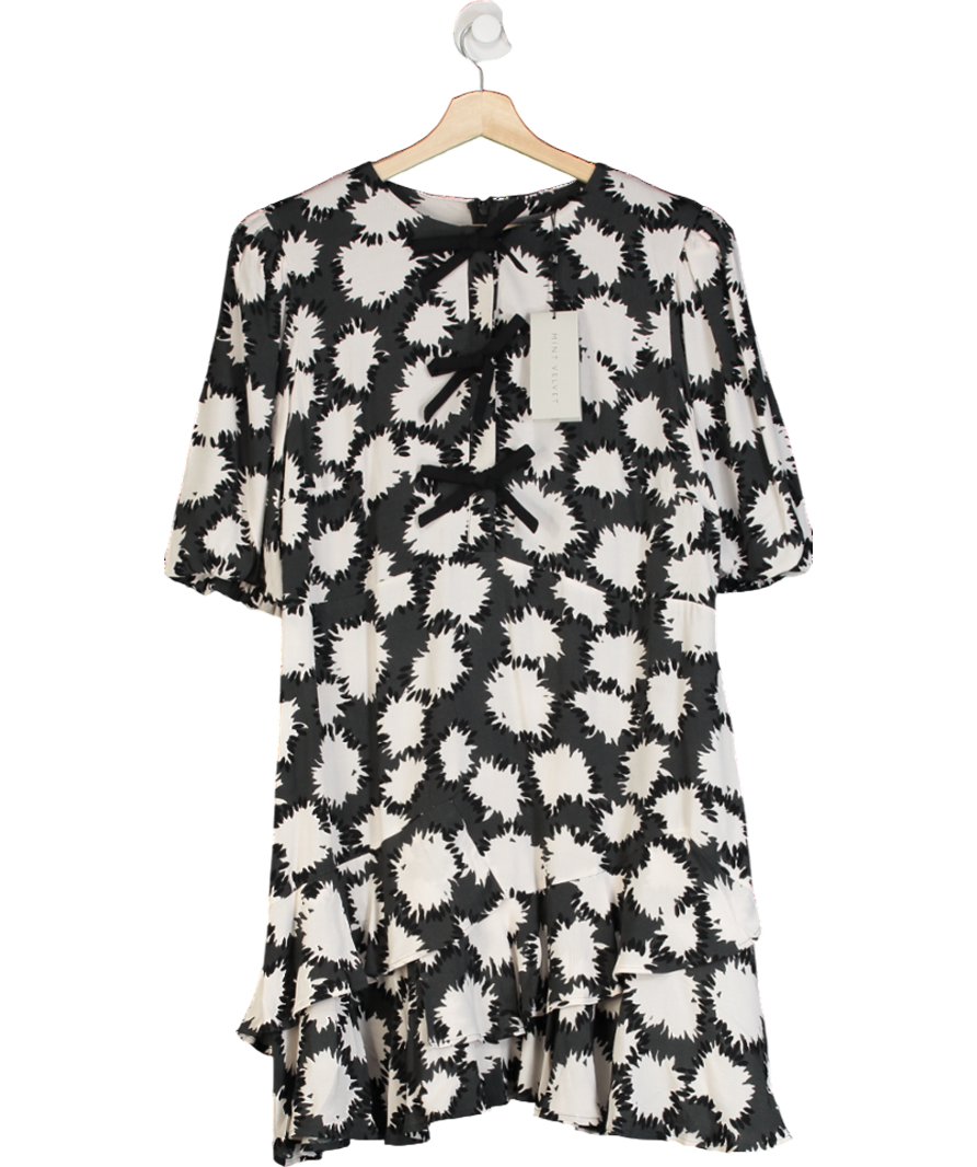 Mint Velvet Black Abstract Print Mini Dress UK 16