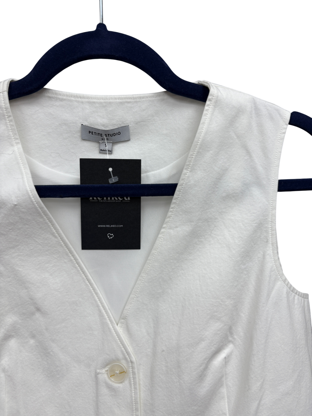 Petite Studio NYC White Bridgett Vest Waistcoat UK S