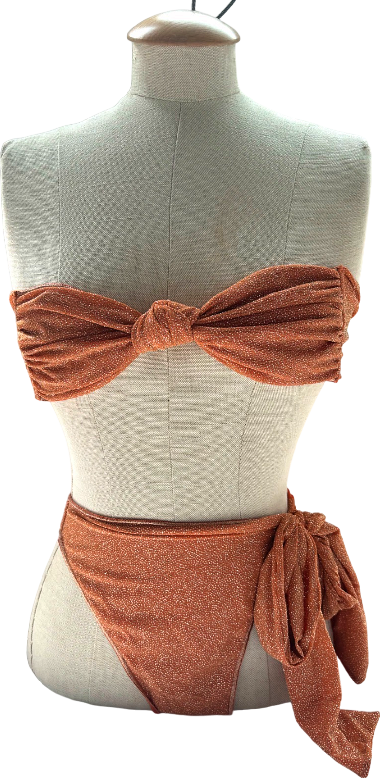 Oseree Rust Glitter Bikini Set UK S