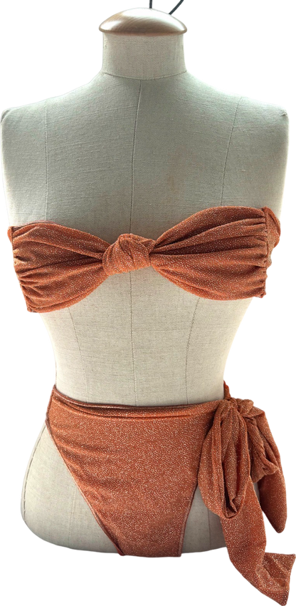 Oseree Rust Glitter Bikini Set UK S