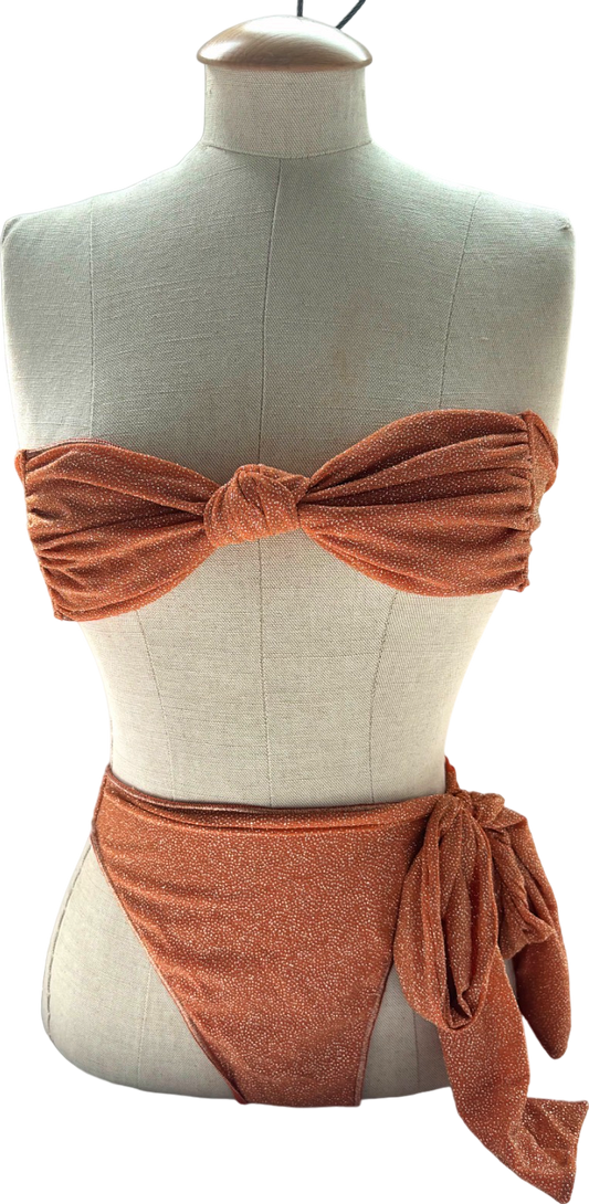 Oseree Rust Glitter Bikini Set UK S