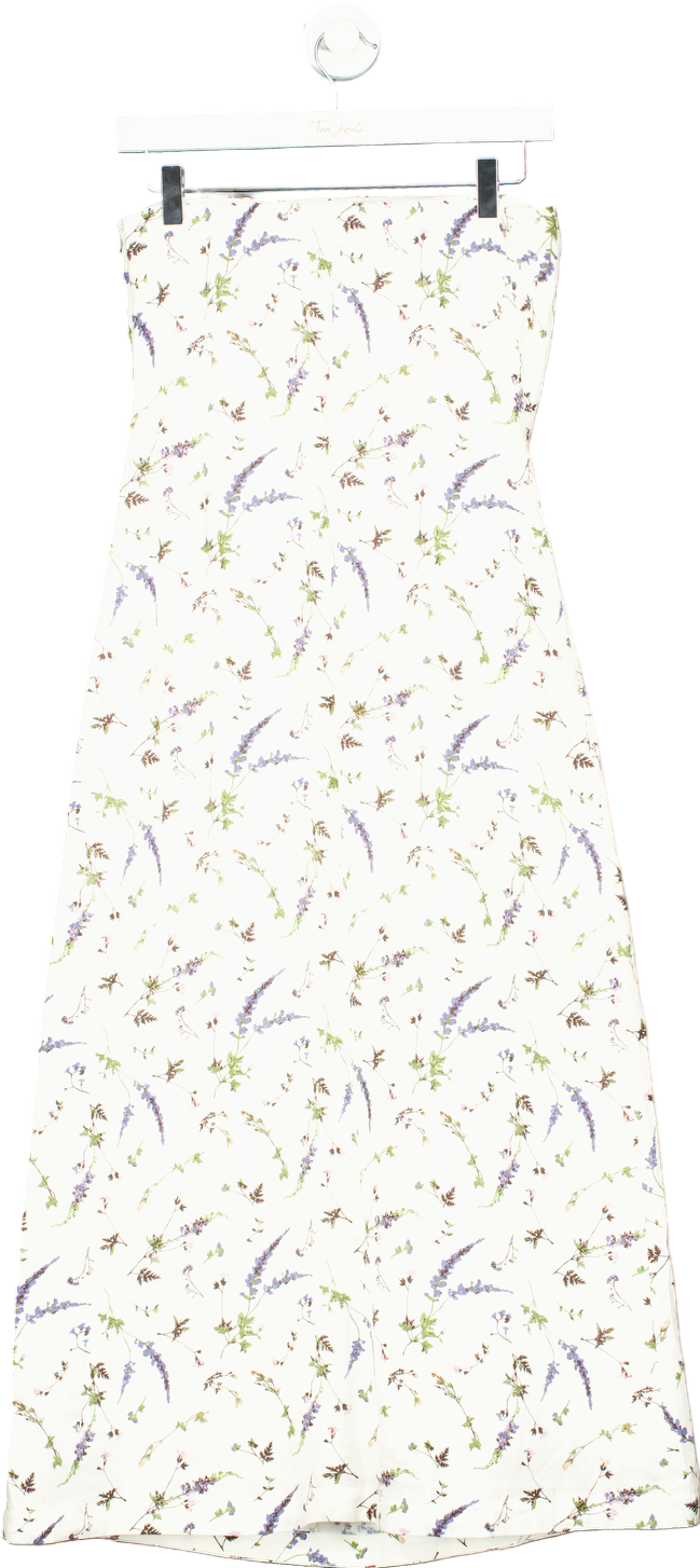 Albaray White Floral Spring Pressed Floral Bandeau Dress UK 8