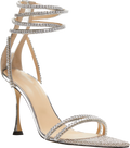 MACH & MACH Sandals - Gaia Metallic Crystal-trimmed Leather Heels UK 3.5 EU 36.5