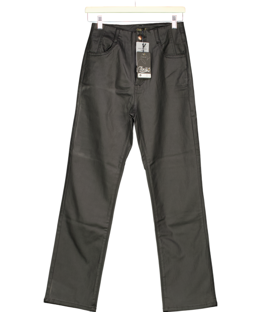 Toxik 3 Black Matte Coated Pu Straight Cut Jeans UK 12