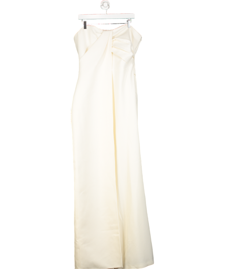 safiyaa White Safiyaa Layered Strapless Crepe Jumpsuit UK 14