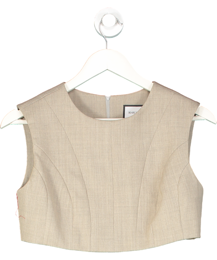 Beare Park Beige Wool Panelled Crop Top UK 6