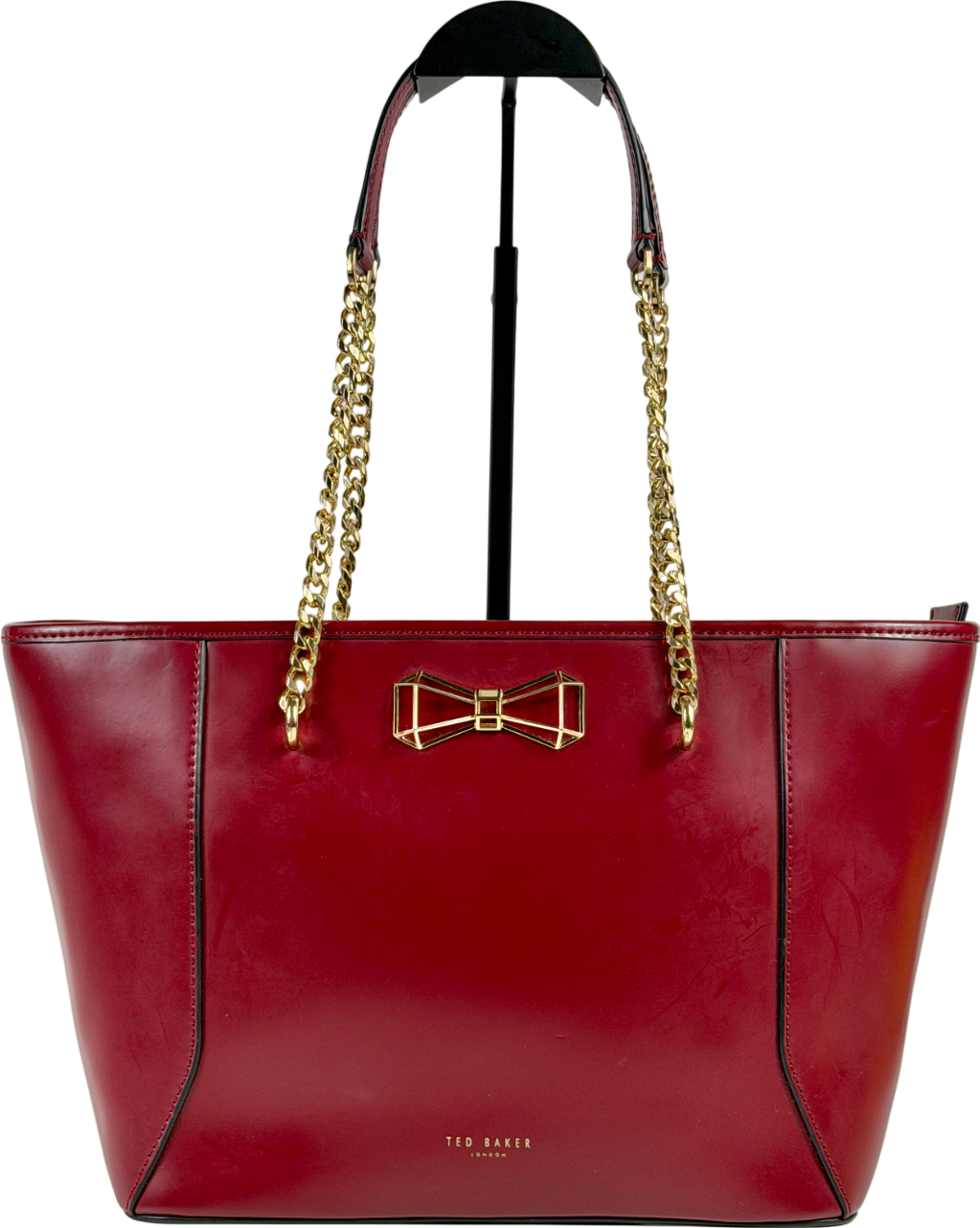 Ted Baker Red Leather Geometric Detail Shopper Tote One Size