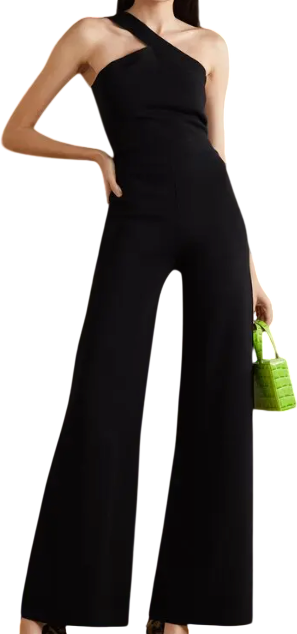 GAUGE81 Black – Asymmetric Bandage Knit Jumpsuit UK M