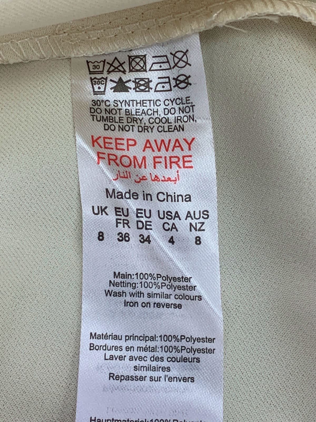 PrettyLittleThing Cream Corset Puffball Mini Shift Dress Size 8