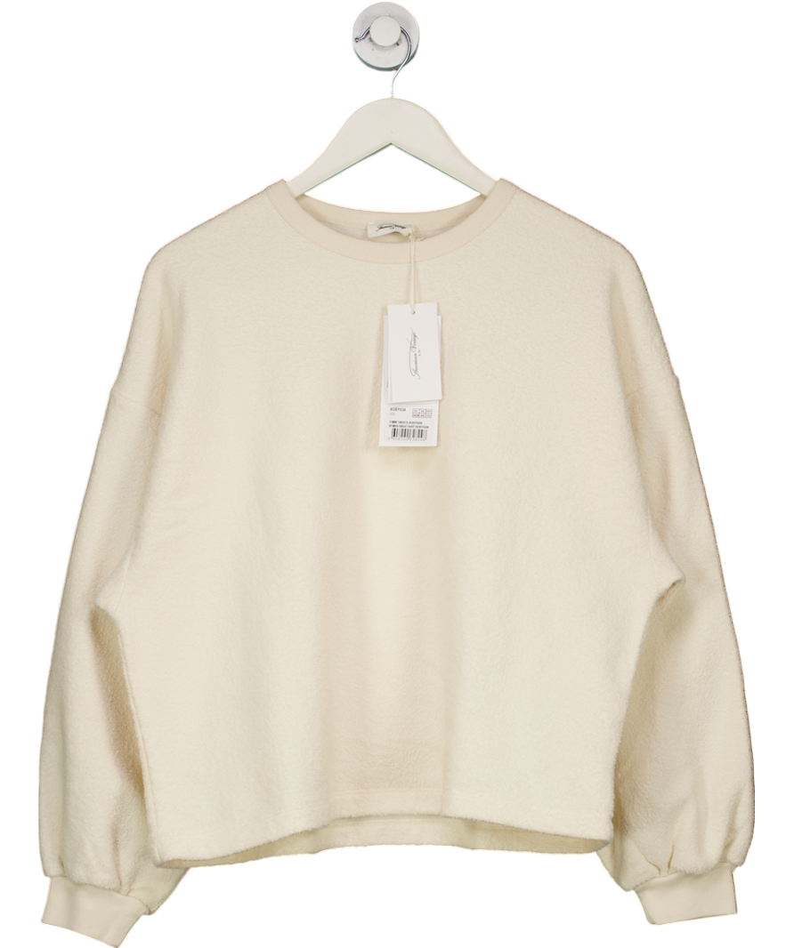 American Vintage Cream Boucle Bobypark Organic Cotton Sweatshirt With Crew Neck UK XS/S