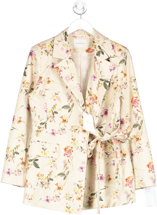 By Malina Cream Flora Blazer In Soft Floral Linen UK M
