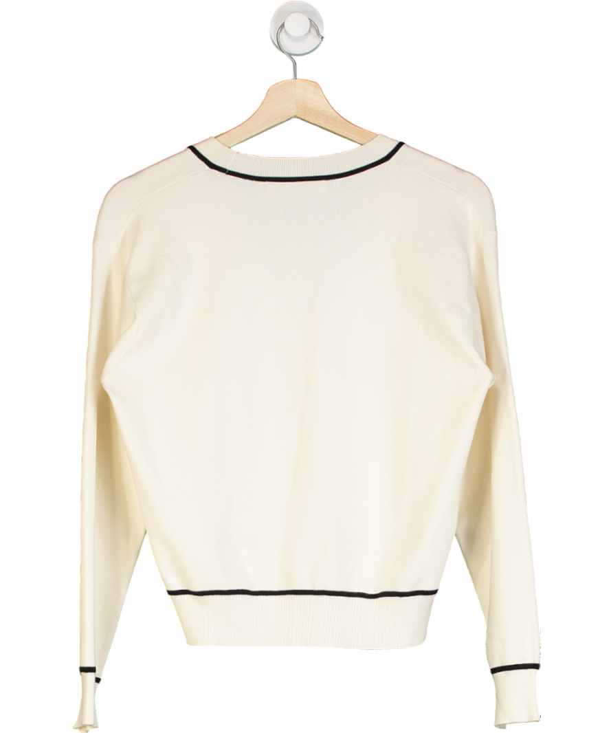 MANGO Cream Contrast Trims Cardigan UK S