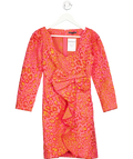 Tara Jarmon Pink Leopard Jacquard Bow Dress UK 8