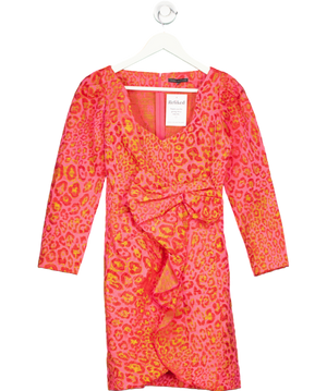 Tara Jarmon Pink Leopard Jacquard Bow Dress UK 8
