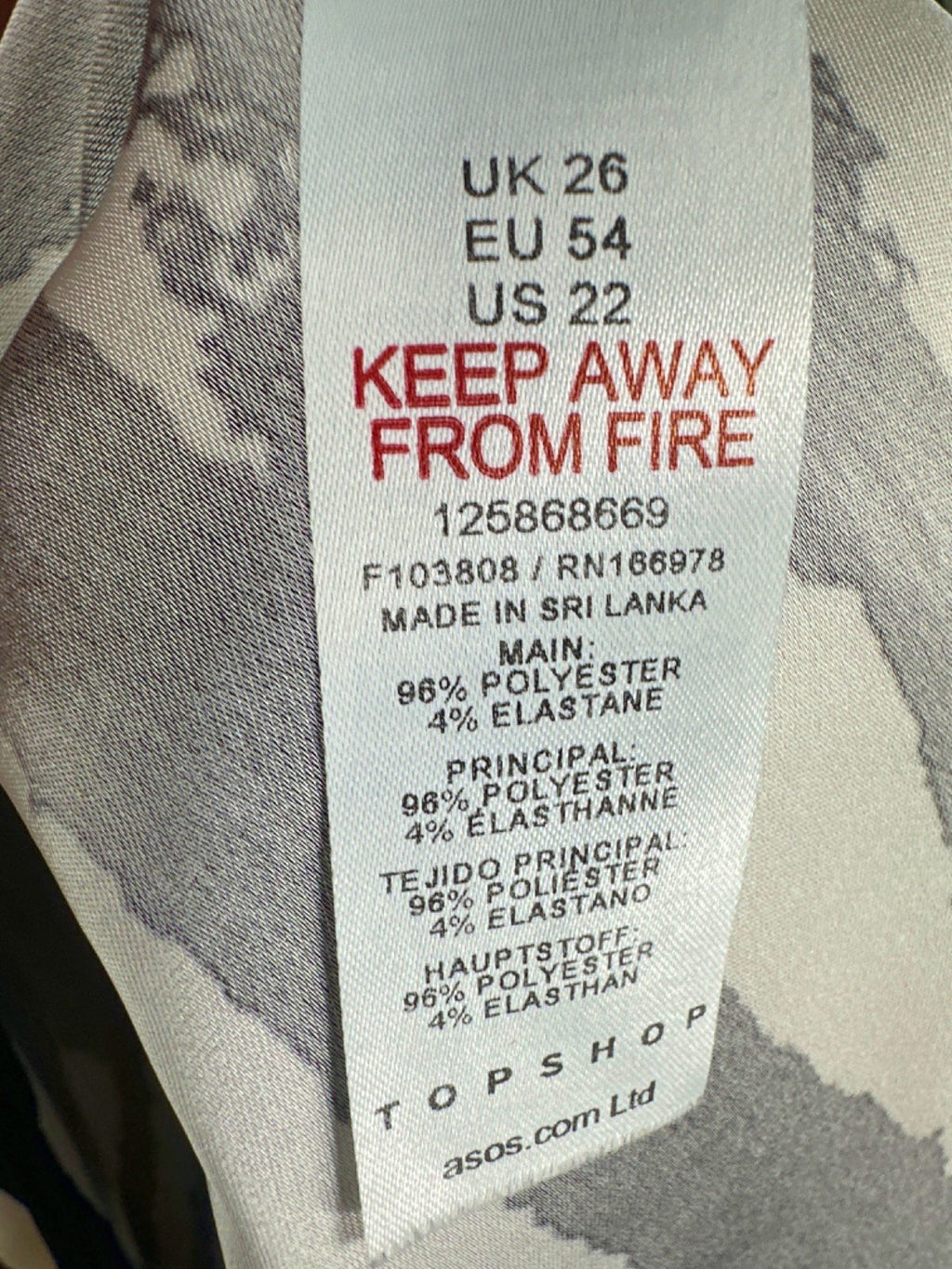 Topshop Black/White Print Button-Up Shirt UK 26